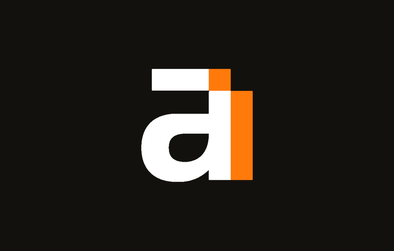 The Ahrefs mark, white and orange on black.